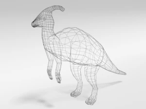 low poly cartoon parasaurolophus dinosaur 3D Model