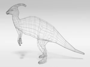 low poly cartoon parasaurolophus dinosaur 3D Model