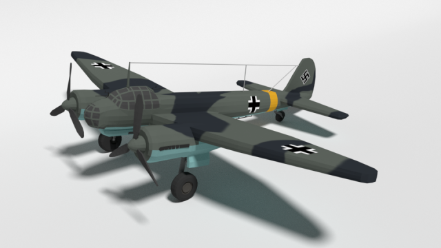 low poly cartoon junkers ju 88 wwii airplane Model 3D .c4d .max .obj .3ds .fbx .stl .blend 