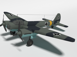 low poly cartoon junkers ju 88 wwii airplane 3D Model