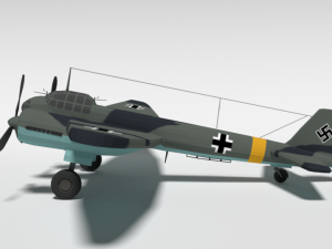 low poly cartoon junkers ju 88 wwii airplane Model 3D