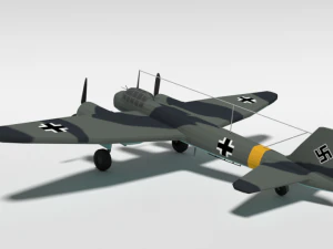 low poly cartoon junkers ju 88 wwii airplane 3D Model