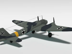 low poly cartoon junkers ju 88 wwii airplane 3D Model