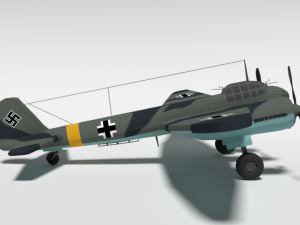 low poly cartoon junkers ju 88 wwii airplane Model 3D