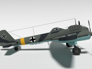 low poly cartoon junkers ju 88 wwii airplane 3D Model