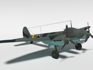 low poly cartoon junkers ju 88 wwii airplane Model 3D