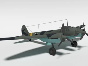 low poly cartoon junkers ju 88 wwii airplane 3D Model