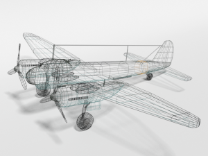 low poly cartoon junkers ju 88 wwii airplane Model 3D