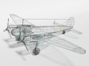low poly cartoon junkers ju 88 wwii airplane 3D Model