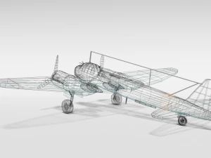 low poly cartoon junkers ju 88 wwii airplane 3D Model