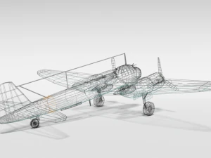 low poly cartoon junkers ju 88 wwii airplane 3D Model