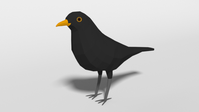 low poly cartoon blackbird 3D Model .c4d .max .obj .3ds .fbx .stl .blend 