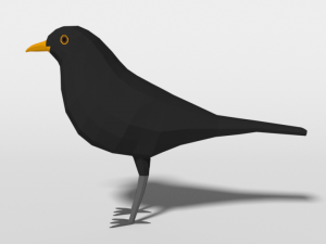 low poly cartoon blackbird 3D Model