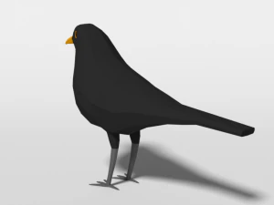 low poly cartoon blackbird 3D Model