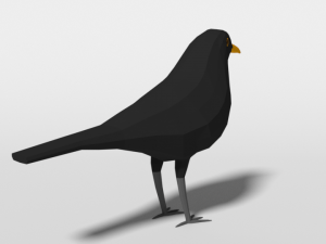 low poly cartoon blackbird 3D Model