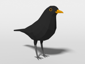low poly cartoon blackbird 3D Model