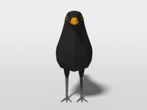 low poly cartoon blackbird 3D Model