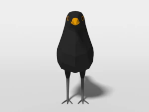 low poly cartoon blackbird 3D Model
