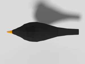 low poly cartoon blackbird 3D Model