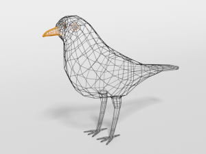 low poly cartoon blackbird 3D Model