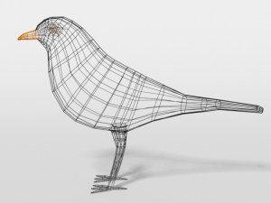 low poly cartoon blackbird 3D Model