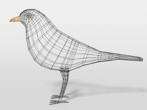 low poly cartoon blackbird 3D Model