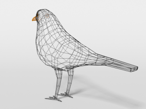low poly cartoon blackbird 3D Model