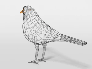 low poly cartoon blackbird 3D Model