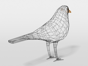 low poly cartoon blackbird 3D Model
