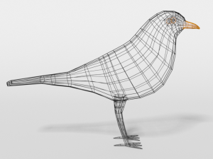 low poly cartoon blackbird 3D Model