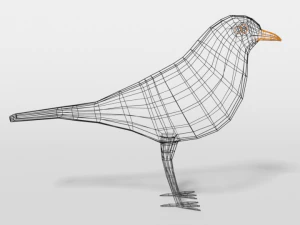 low poly cartoon blackbird 3D Model