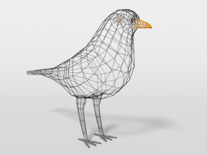 low poly cartoon blackbird 3D Model