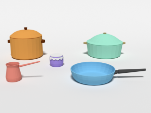 low poly cartoon kitchen items 3D Модель