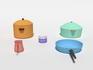 low poly cartoon kitchen items 3D Модель
