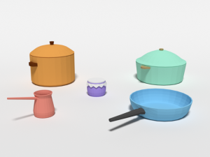 low poly cartoon kitchen items 3D Модель