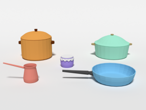low poly cartoon kitchen items 3D Модель