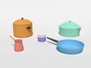 low poly cartoon kitchen items 3D Модель