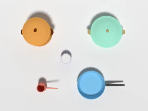low poly cartoon kitchen items 3D Model