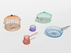 low poly cartoon kitchen items 3D Model