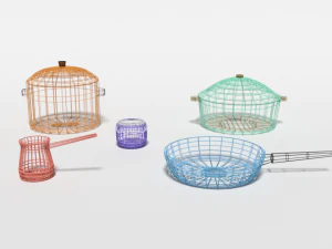 low poly cartoon kitchen items 3D Model