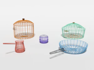 low poly cartoon kitchen items 3D Model