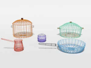 low poly cartoon kitchen items 3D Model
