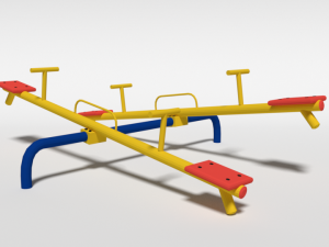 low poly cartoon playground seesaw 3D Model