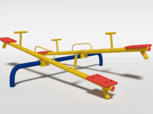 low poly cartoon playground seesaw 3D Model