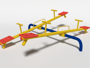 low poly cartoon playground seesaw 3D Model
