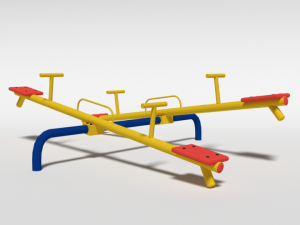 low poly cartoon playground seesaw 3D Model
