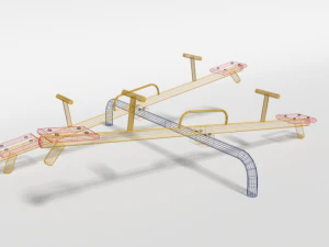 low poly cartoon playground seesaw 3D Model