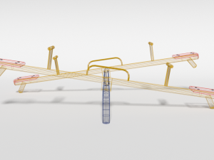 low poly cartoon playground seesaw 3D Model