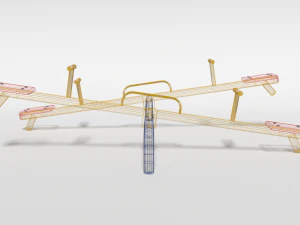 low poly cartoon playground seesaw 3D Model