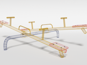 low poly cartoon playground seesaw 3D Model